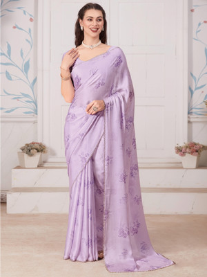 Sareemall Digital Print Bollywood Silk Blend Saree(Purple)