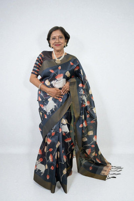 SnehaFashion Creation Floral Print Daily Wear Tussar Silk Saree(Multicolor)