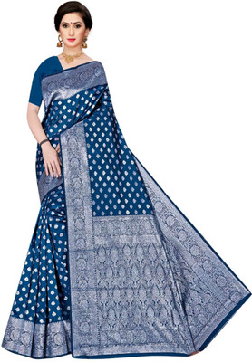 Radharani fusion Woven Banarasi Jacquard Saree(Blue)