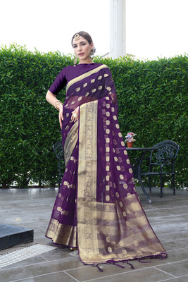 KOTHARI KS Solid/Plain Bandhani Organza Saree(Multicolor)