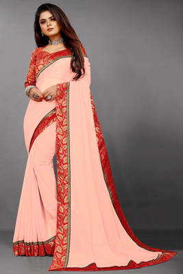 Flip The Style Woven, Solid/Plain Bollywood Georgette Saree(Orange)
