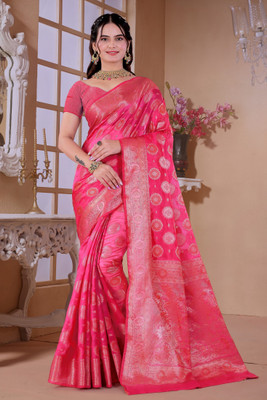 Raj Vivah Printed Kanjivaram Jacquard Saree(Pink)