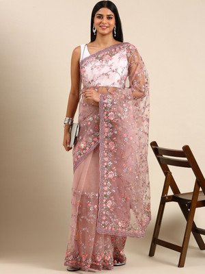 KASEE Embroidered Bollywood Net Saree(Purple)