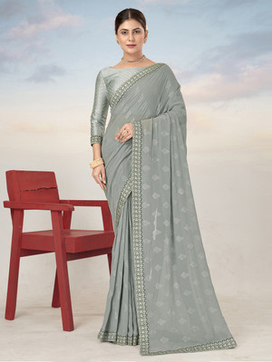 Divastri Embellished Bollywood Georgette Saree(Grey)
