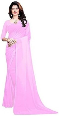 Priere Solid/Plain Bollywood Georgette Saree(Pink)