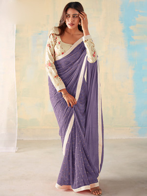 Tasrika Embellished Bollywood Georgette Saree(Purple)