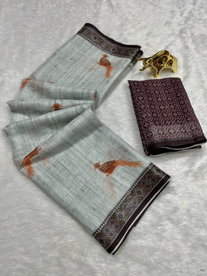 FULIYA SILK Printed, Animal Print, Digital Print Daily Wear Linen Saree(Multicolor)