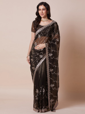 Tasrika Embroidered Bollywood Net Saree(Light Green)
