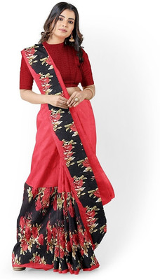 Saadhvi Digital Print Chanderi Cotton Blend Saree(Maroon)