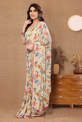 TUSHREE BOUTIQUE Printed Bollywood Georgette Saree(Multicolor)