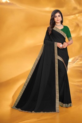 Kasumbo Tex Embellished Daily Wear Georgette Saree(Black)