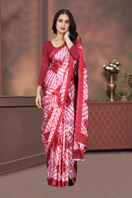 FS CREATION Printed Bandhani Chiffon Saree(Pink)