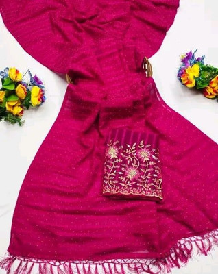 Sayal Creation Embroidered Bollywood Chiffon Saree(Pink)