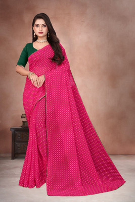 MAHARAJ SAREES Printed Bollywood Georgette Saree(Pink)