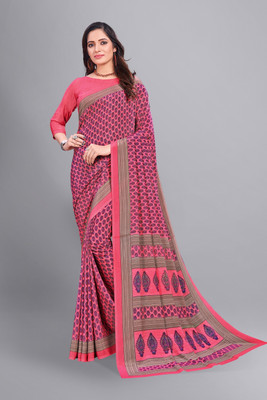 Vimla Printed Daily Wear Crepe Saree(Pink)