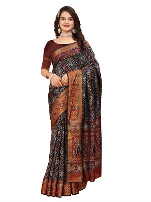 kartavya Printed Patola Silk Blend Saree(Magenta)
