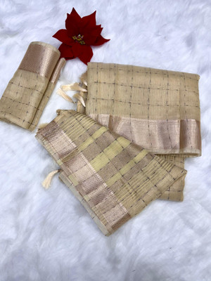 Savitri tex Printed Bollywood Tissue Saree(Cream)