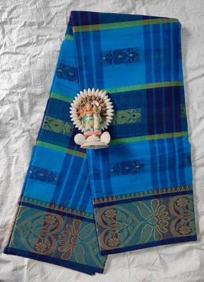 Ghosh handloom Self Design Tant Pure Cotton Saree(Dark Blue)