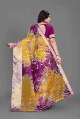 Aarunika LGF Solid/Plain Bollywood Organza Saree(Magenta)