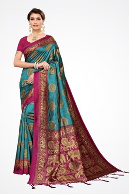 Suntex Printed Mysore Pure Silk Saree(Light Blue)