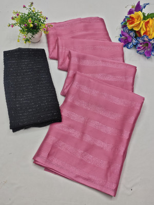 pravita Self Design, Embellished, Striped Bollywood Chiffon Saree(Multicolor)