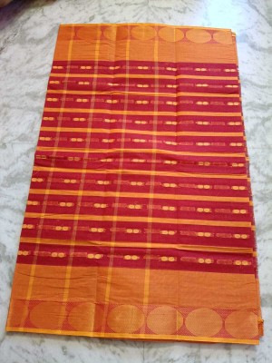 BD Taant Saree Self Design Tant Pure Cotton Saree(Orange, Red)