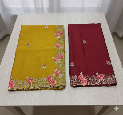 shrijamyaham Embroidered Bhagalpuri Chiffon Saree(Dark Green)