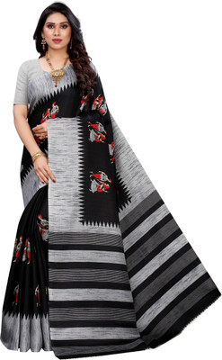 YASHIKA Printed Kalamkari Art Silk Saree(Multicolor)