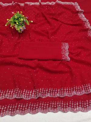 ND ENTERPRISE Embellished Bollywood Chiffon Saree(Red)