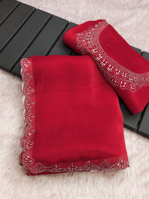 RIDDHISIDDHI NX Self Design Bollywood Jimmy choo Saree(Black)