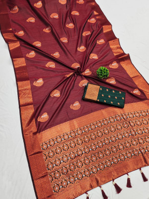 DEAR BUNNY Self Design Patola Pure Silk Saree(Maroon)