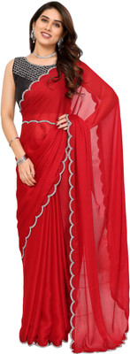 Panchvati NX Printed Bollywood Satin Saree(Red)