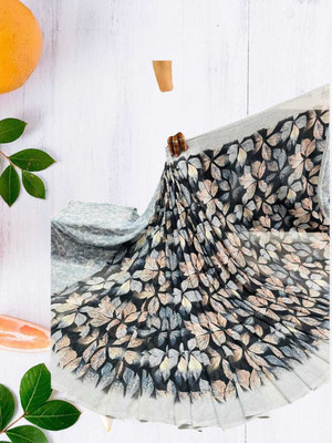 HouseOfCommon Printed Bollywood Georgette Saree(Black)