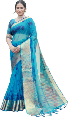 Aarunika AF Self Design Bollywood Organza Saree(Blue)