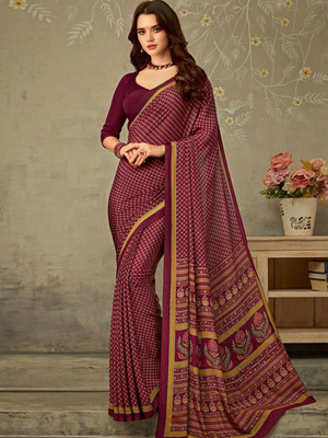 Anouk Rustic Printed Daily Wear Crepe Saree(Purple)