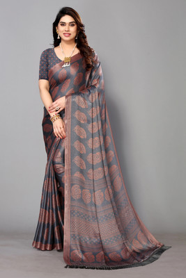 Divastri Printed, Blocked Printed Daily Wear Chiffon, Georgette Saree(Grey)