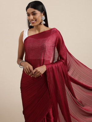 Sareemall Solid/Plain Bollywood Georgette Saree(Maroon)