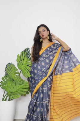 shiv textiles Printed Bollywood Pure Cotton Saree(Blue)