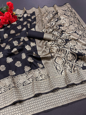 sorathiya enterprise Woven Banarasi Silk Blend Saree(Multicolor)