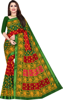 SARITA SAREES Printed Bandhani Pure Cotton Saree(Red)