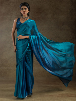 Divastri Ombre Bollywood Satin Saree(Light Blue)