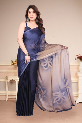 Karnav Fashion Printed, Self Design Bollywood Chiffon, Georgette Saree(Dark Blue)