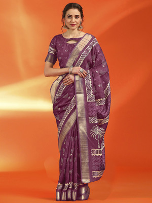 Tasrika Printed Chinnalapattu Cotton Silk Saree(Magenta)