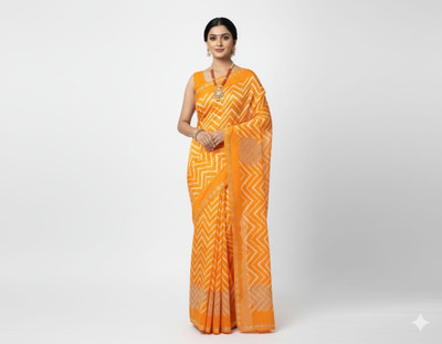FGH Printed Daily Wear Pure Silk Saree(Yellow)