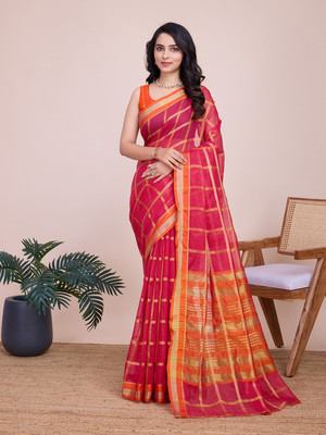 Yogik Creation Printed Banarasi Art Silk Saree(Pink)