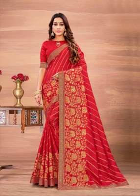 Ladli Fashion Woven Banarasi Art Silk, Silk Blend Saree(Red)