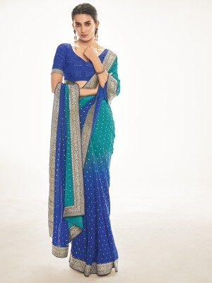 Chudiya Printed Bollywood Georgette Saree(Blue, Light Blue)