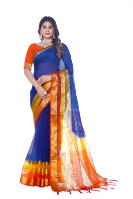 Aarunika SST Solid/Plain Bollywood Organza Saree(Light Blue)