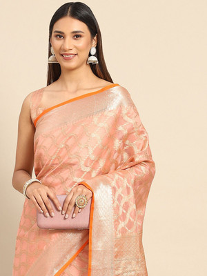 ANOUK Woven Banarasi Silk Blend Saree(Orange)