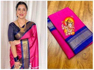 Aika Solid/Plain Banarasi Pure Silk Saree(Multicolor)